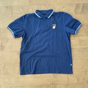 Malbon X  Golf Wheels Up Polo Dark Blue Short Sleeve Polo Mens Size Large RARE